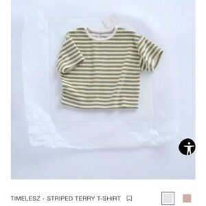 Zara Size 2 Kida Green Striped Short Sleeve Top